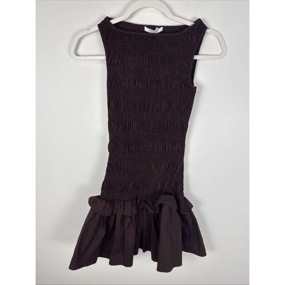 Peppermayo Exclusive Garden Kisses Shirred Mini Chocolate Brown Dress Sz 0 NWT